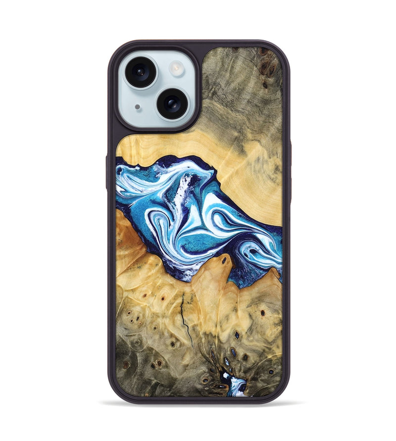 iPhone 15 Wood Phone Case - Zayne (Blue, 785590)