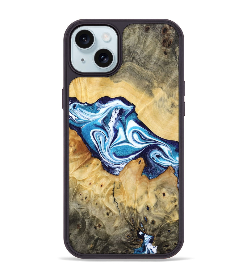 iPhone 15 Plus Wood Phone Case - Zayne (Blue, 785590)