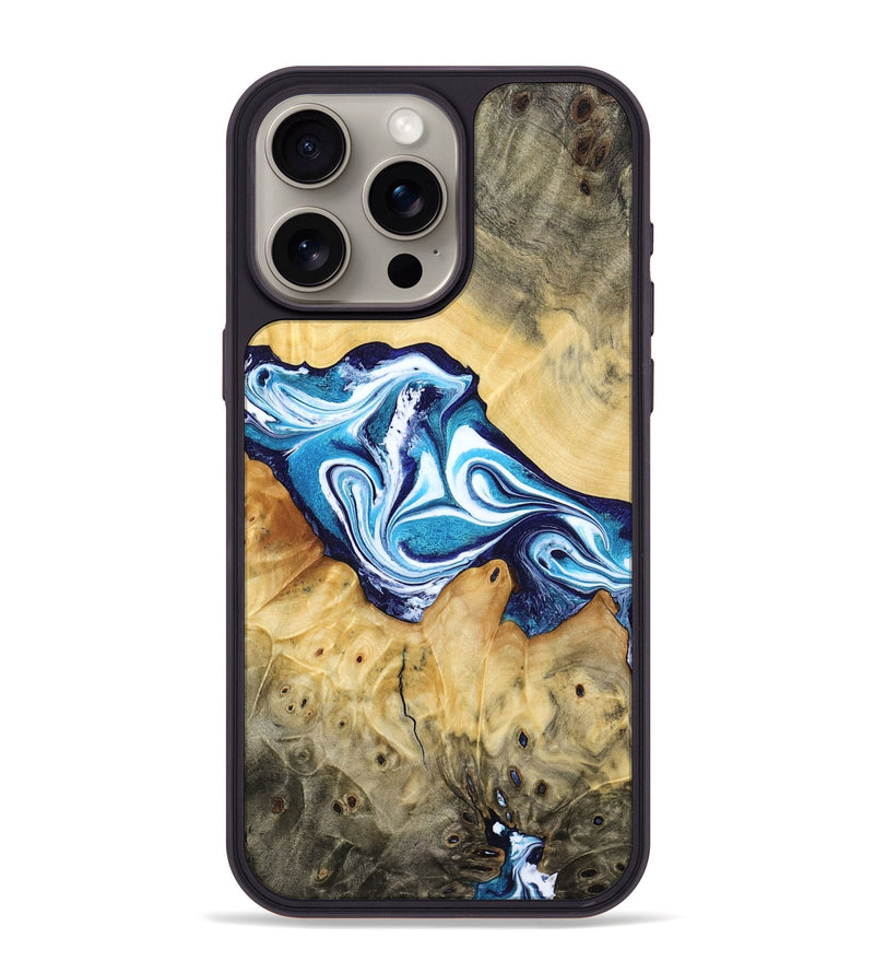 iPhone 15 Pro Max Wood Phone Case - Zayne (Blue, 785590)