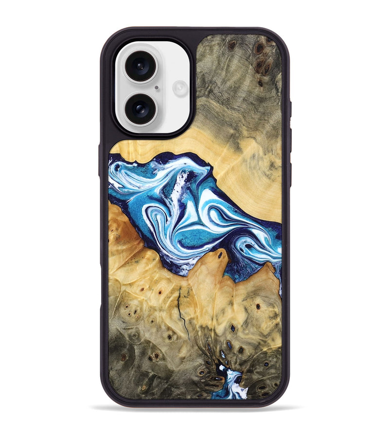 iPhone 16 Plus Wood Phone Case - Zayne (Blue, 785590)