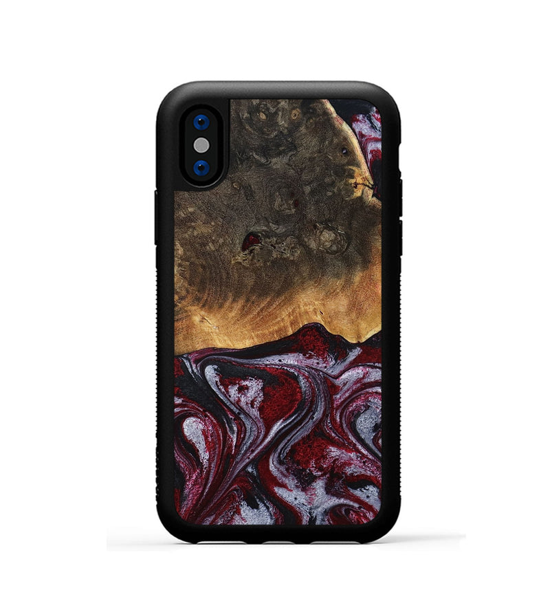 iPhone Xs Wood Phone Case - Javion (Red, 785854)