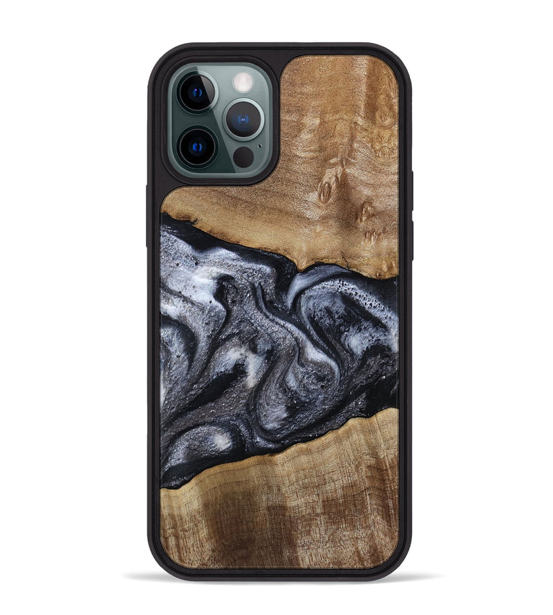 iPhone 12 Pro Max Wood Phone Case - Leland (Black & White, 785861)