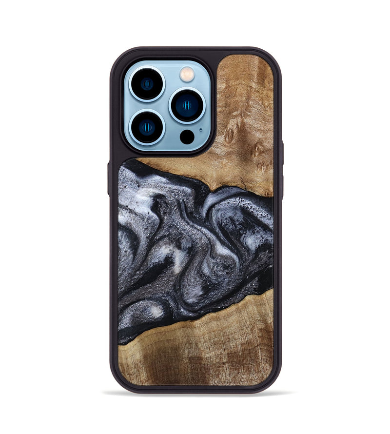 iPhone 14 Pro Wood Phone Case - Leland (Black & White, 785861)