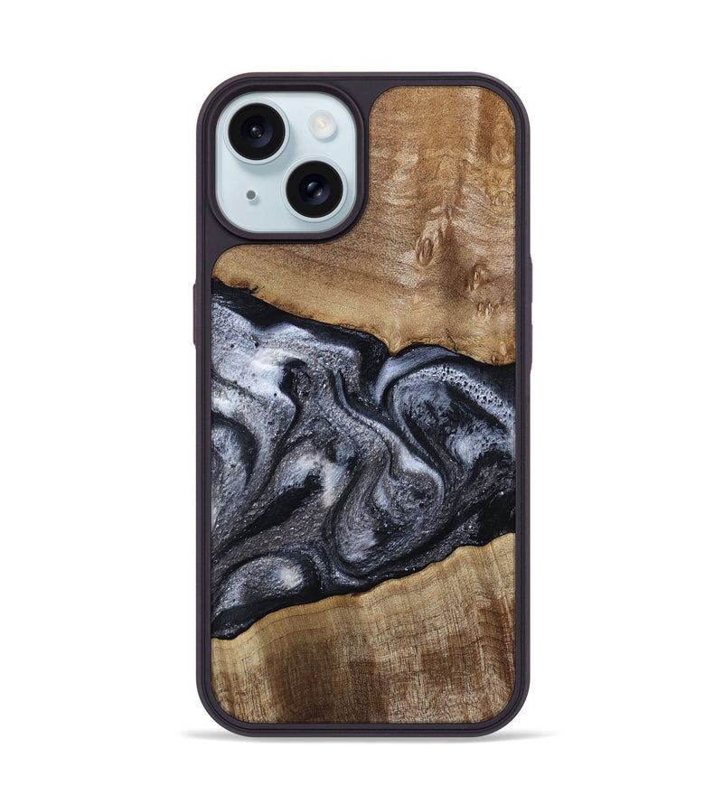 iPhone 15 Wood Phone Case - Leland (Black & White, 785861)