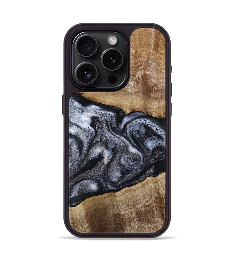 iPhone 15 Pro Wood Phone Case - Leland (Black & White, 785861)