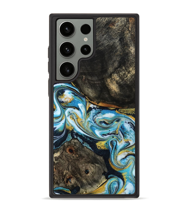 Galaxy S23 Ultra Wood Phone Case - Nanette (Teal & Gold, 785867)