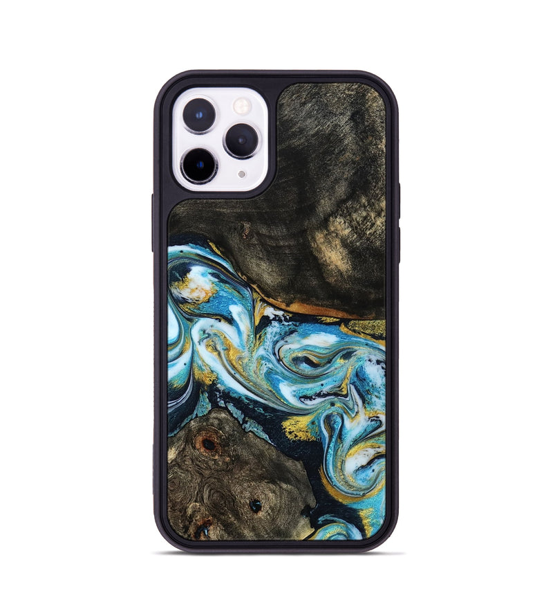 iPhone 11 Pro Wood Phone Case - Nanette (Teal & Gold, 785867)