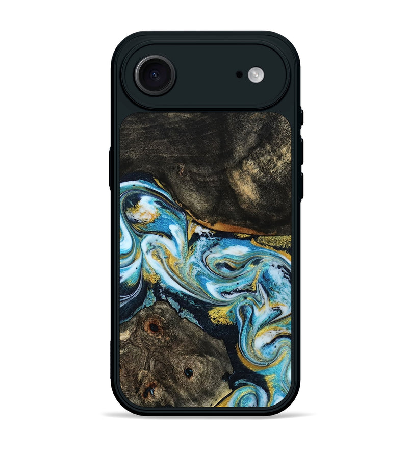 iPhone 17 Air Wood Phone Case - Nanette (Teal & Gold, 785867)