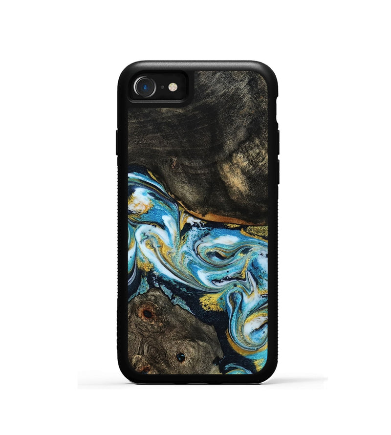 iPhone SE Wood Phone Case - Nanette (Teal & Gold, 785867)
