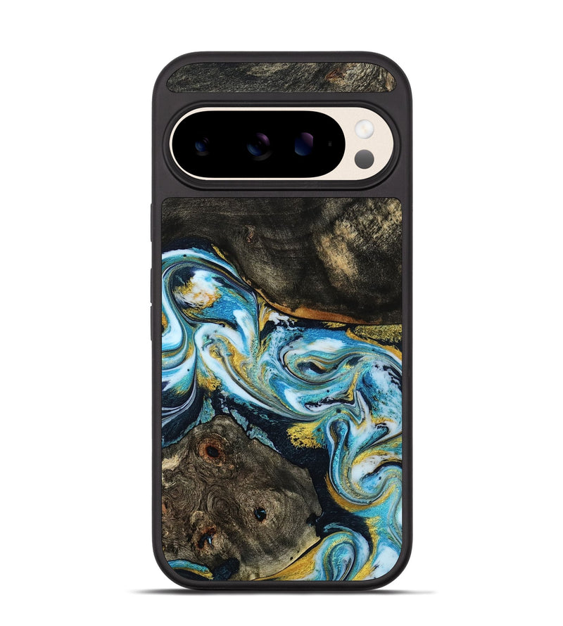 Pixel 10 Wood Phone Case - Nanette (Teal & Gold, 785867)