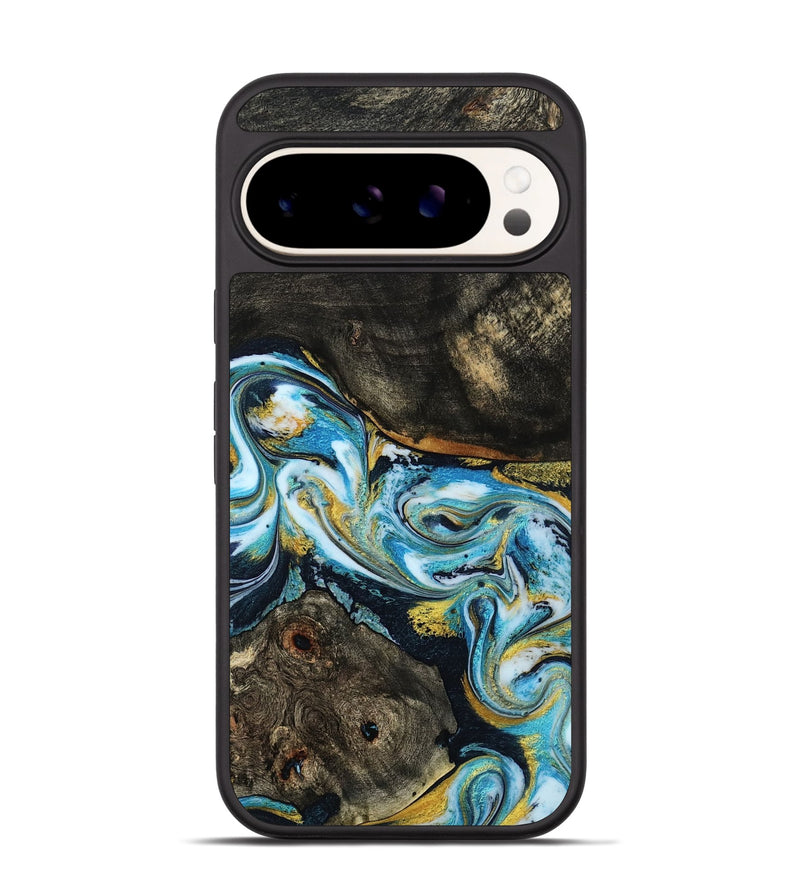 Pixel 9 Pro Wood Phone Case - Nanette (Teal & Gold, 785867)