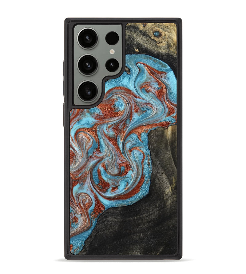 Galaxy S23 Ultra Wood Phone Case - Portia (Teal & Gold, 785868)
