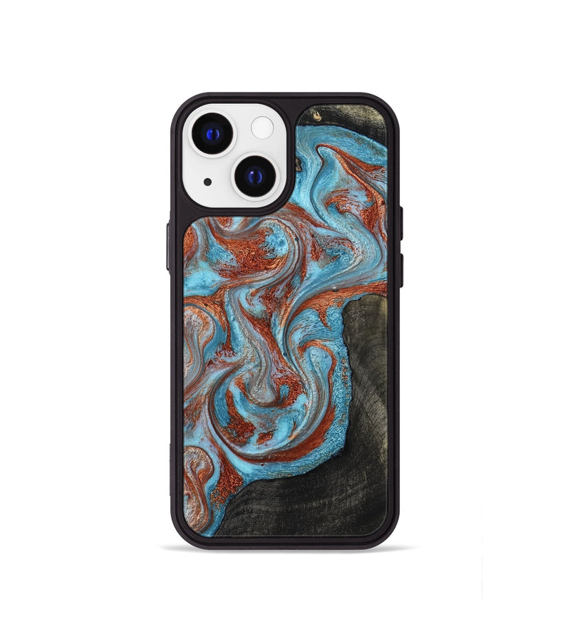 iPhone 13 mini Wood Phone Case - Portia (Teal & Gold, 785868)
