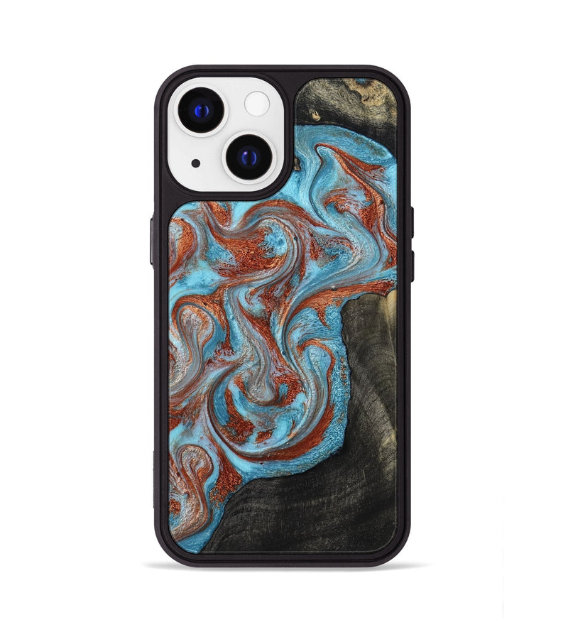 iPhone 13 Wood Phone Case - Portia (Teal & Gold, 785868)