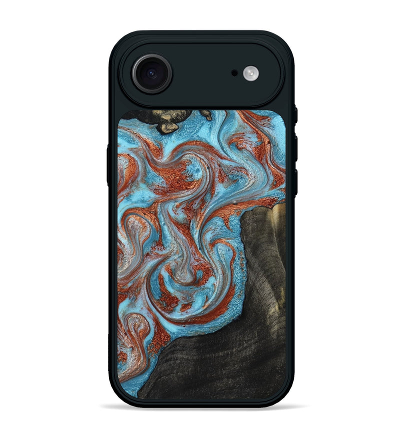 iPhone 17 Air Wood Phone Case - Portia (Teal & Gold, 785868)