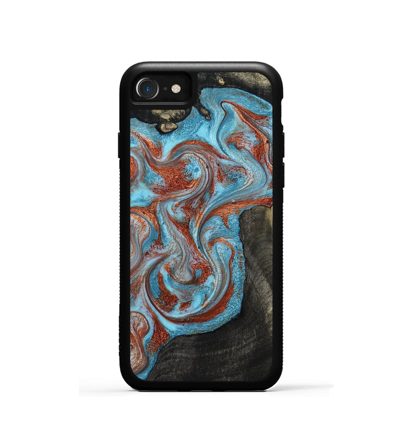 iPhone SE Wood Phone Case - Portia (Teal & Gold, 785868)