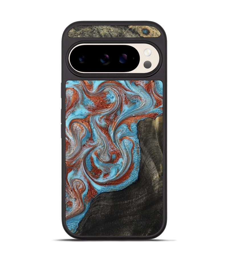 Pixel 10 Wood Phone Case - Portia (Teal & Gold, 785868)