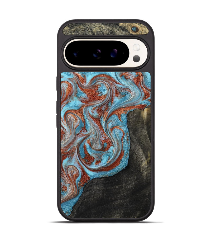 Pixel 9 Pro Wood Phone Case - Portia (Teal & Gold, 785868)