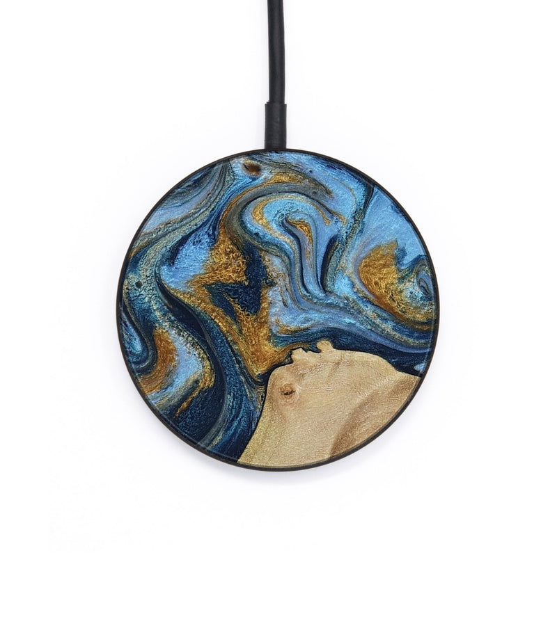 Circle Wood Wireless Charger - Lon (Teal & Gold, 785877)