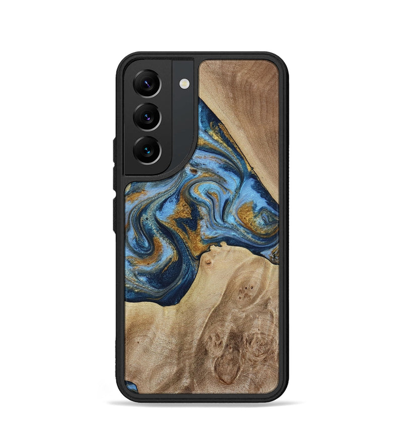 Galaxy S22 Wood Phone Case - Lon (Teal & Gold, 785877)