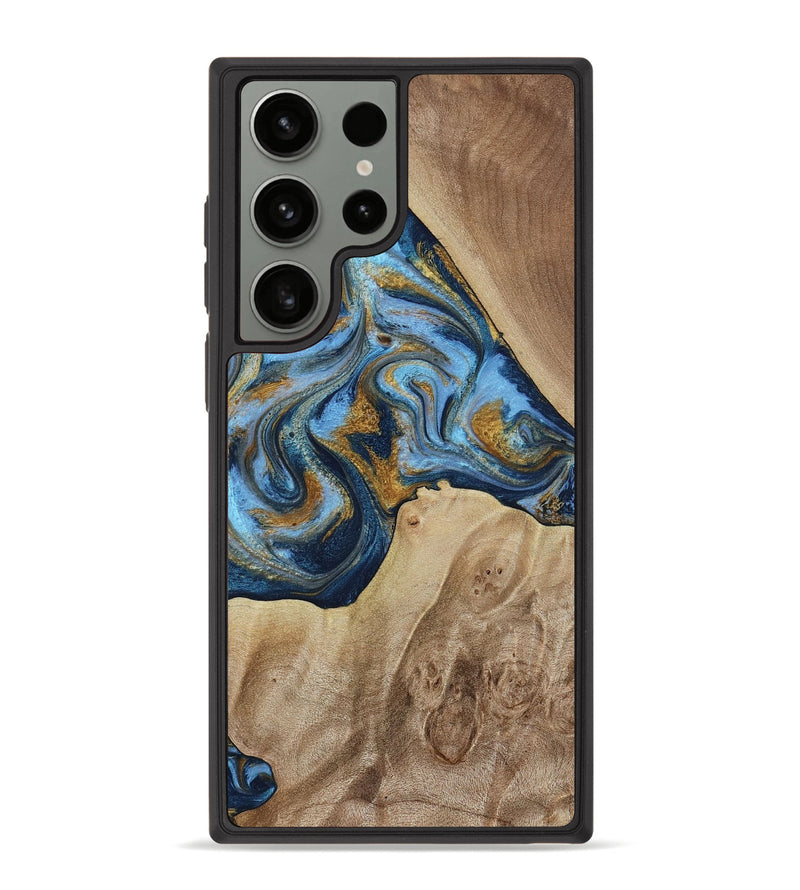 Galaxy S23 Ultra Wood Phone Case - Lon (Teal & Gold, 785877)