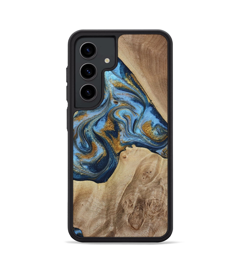 Galaxy S24 Wood Phone Case - Lon (Teal & Gold, 785877)