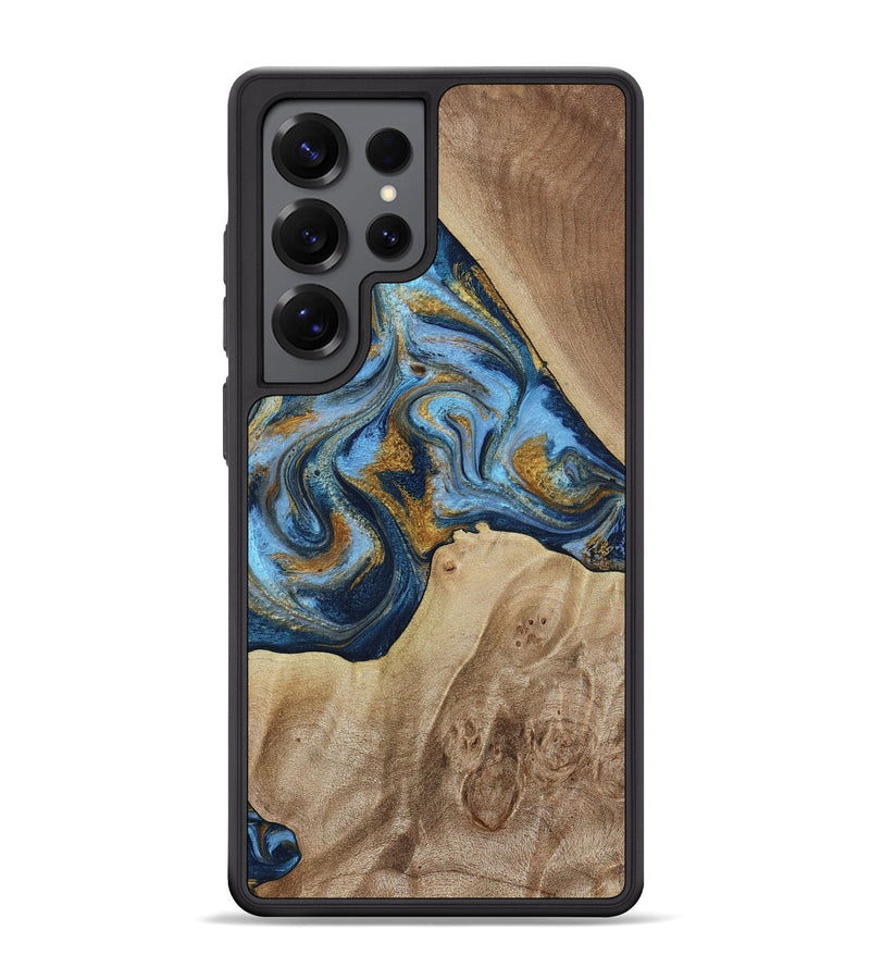 Galaxy S25 Ultra Wood Phone Case - Lon (Teal & Gold, 785877)