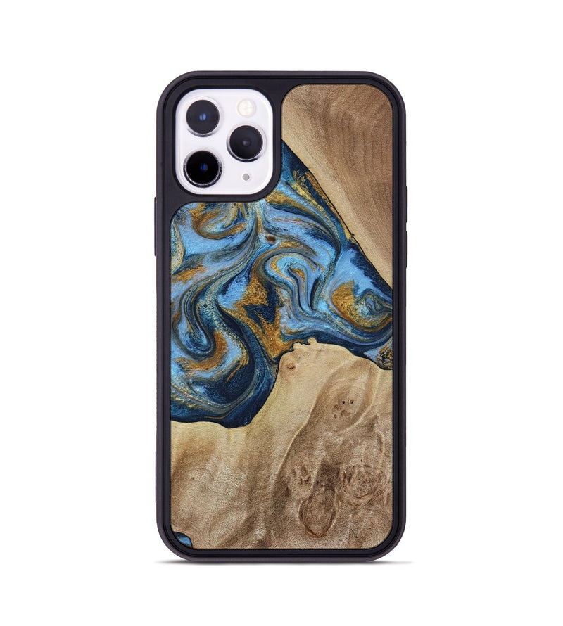 iPhone 11 Pro Wood Phone Case - Lon (Teal & Gold, 785877)