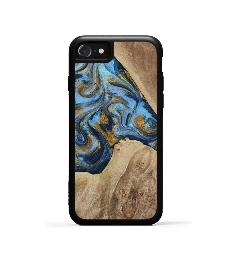 iPhone SE Wood Phone Case - Lon (Teal & Gold, 785877)
