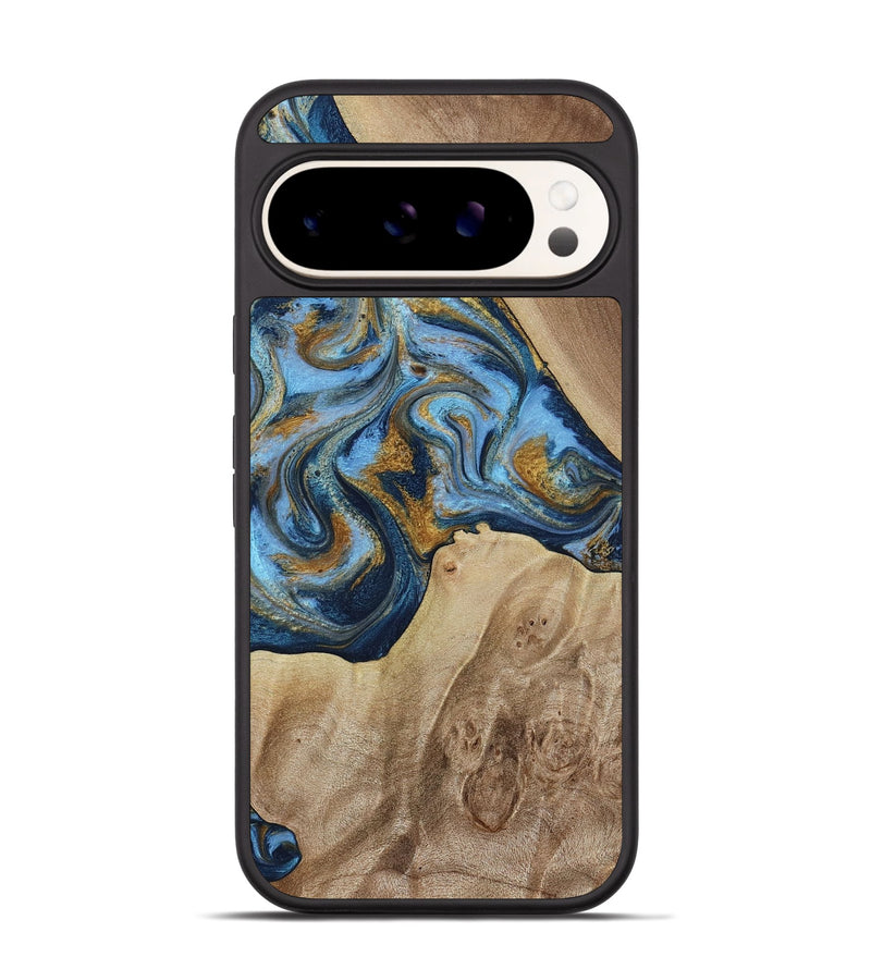Pixel 9 Wood Phone Case - Lon (Teal & Gold, 785877)