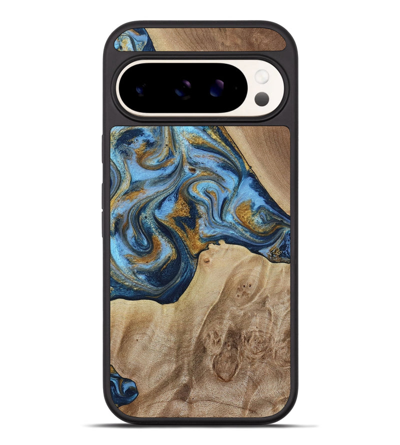 Pixel 9 Pro XL Wood Phone Case - Lon (Teal & Gold, 785877)