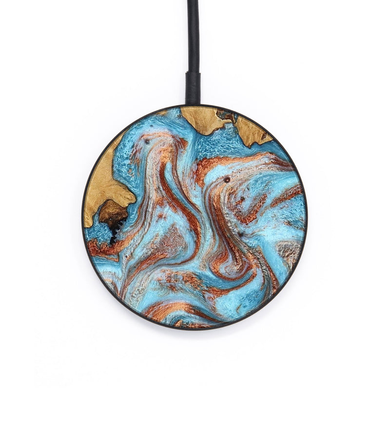 Circle Wood Wireless Charger - Winfred (Teal & Gold, 785901)