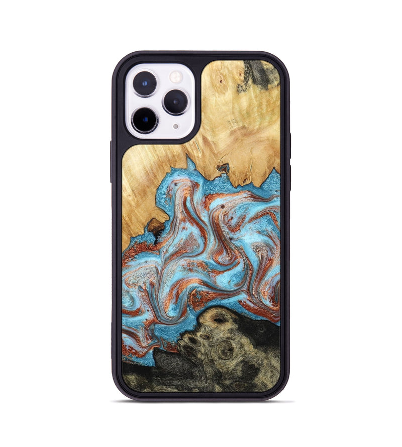iPhone 11 Pro Wood Phone Case - Winfred (Teal & Gold, 785901)