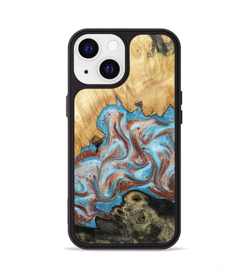 iPhone 13 Wood Phone Case - Winfred (Teal & Gold, 785901)
