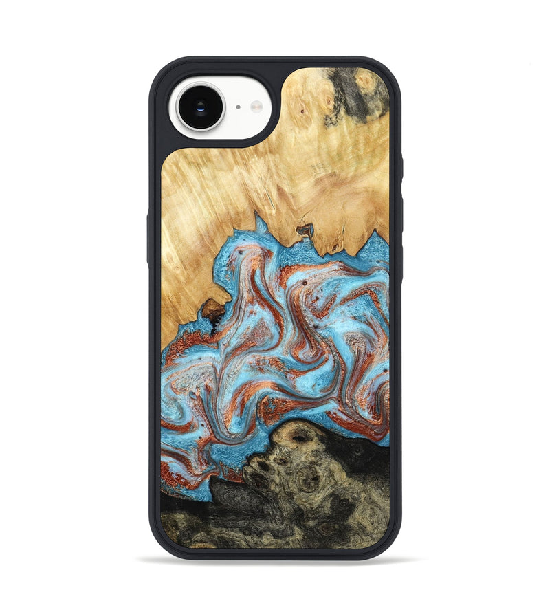 iPhone 16e Wood Phone Case - Winfred (Teal & Gold, 785901)