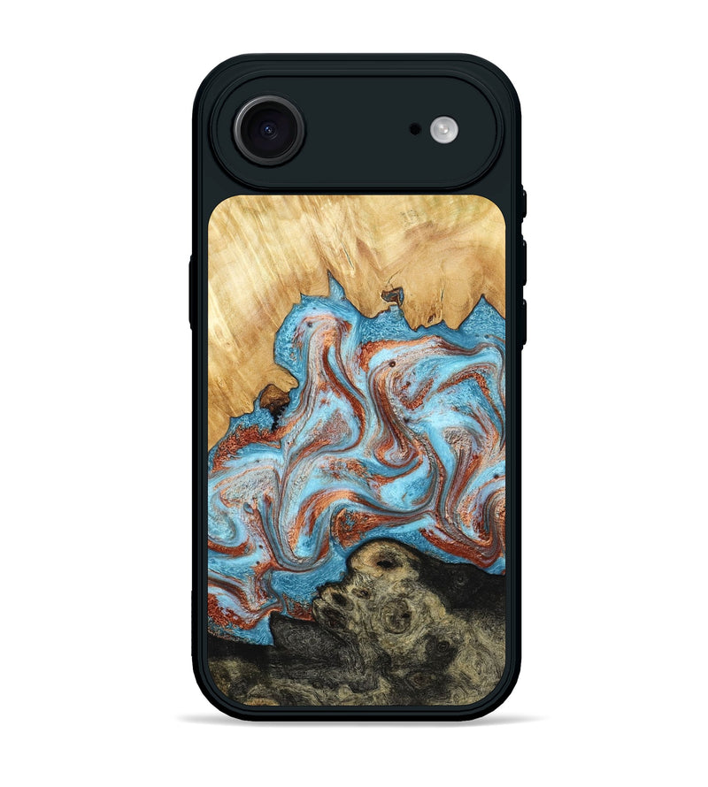iPhone 17 Air Wood Phone Case - Winfred (Teal & Gold, 785901)