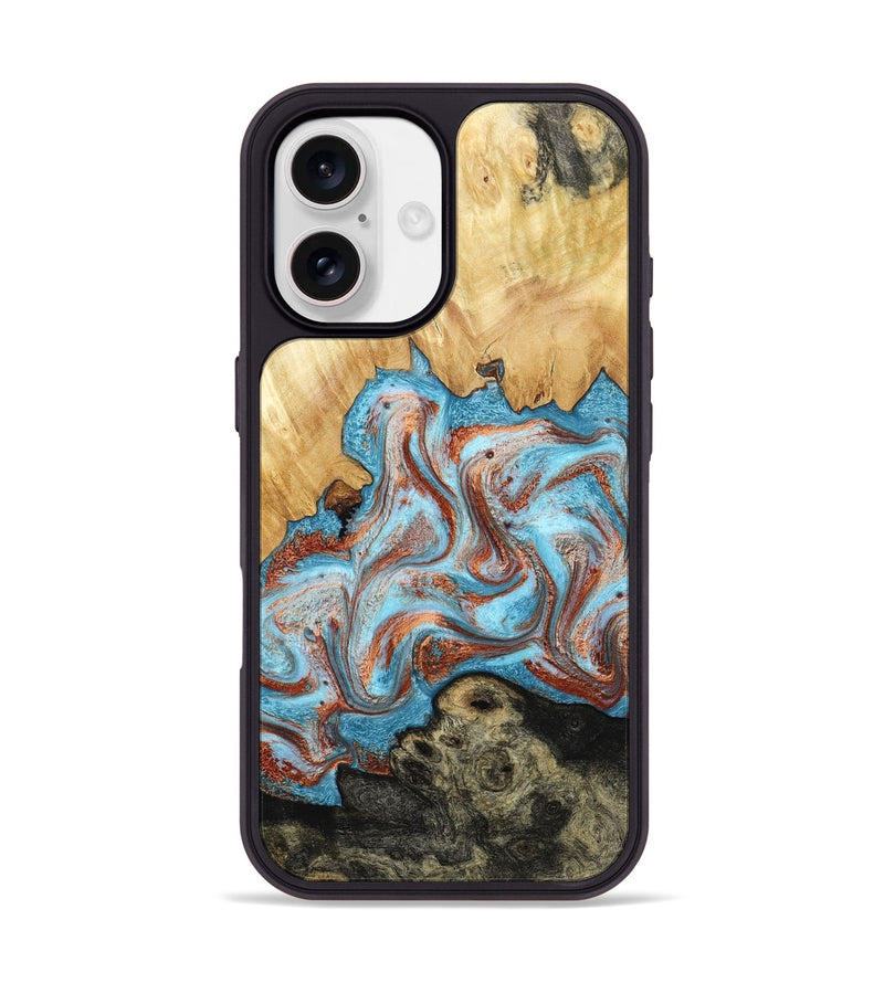 iPhone 17 Wood Phone Case - Winfred (Teal & Gold, 785901)