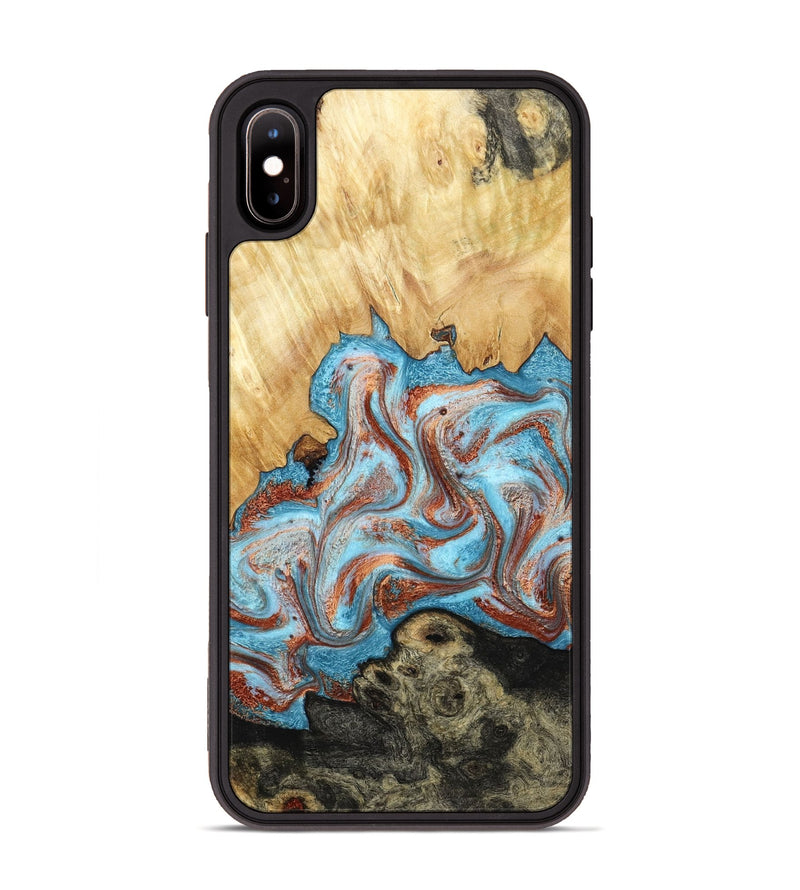 iPhone Xs Max Wood Phone Case - Winfred (Teal & Gold, 785901)