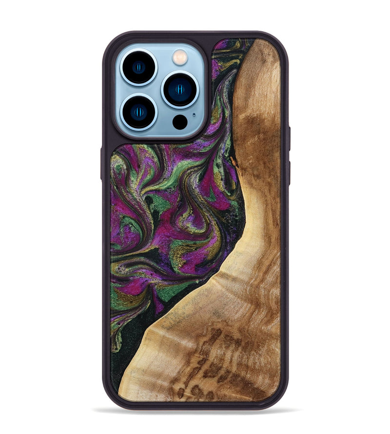 iPhone 14 Pro Max Wood Phone Case - Edwin (Green, 785957)