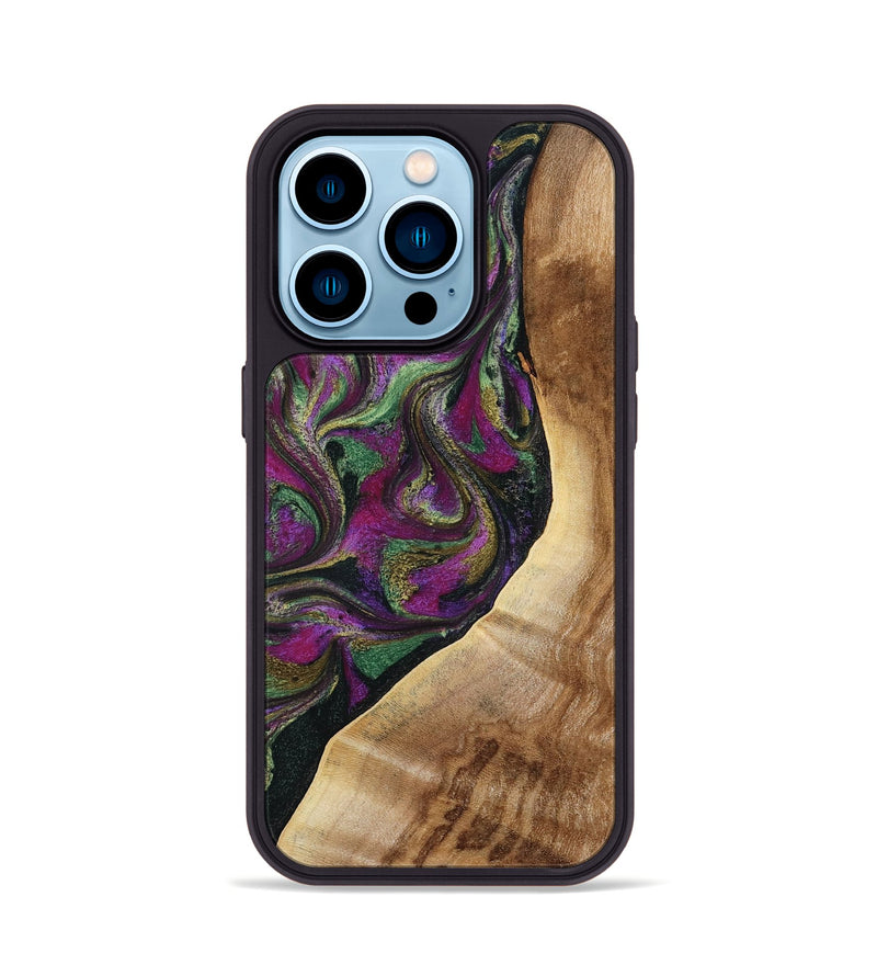 iPhone 14 Pro Wood Phone Case - Edwin (Green, 785957)