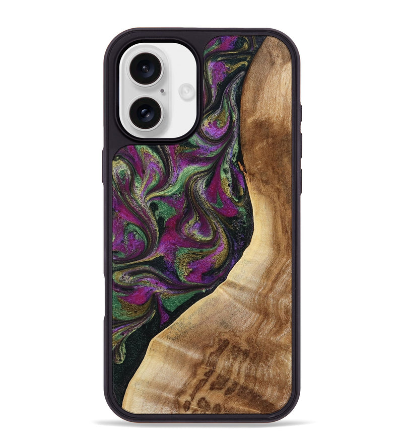 iPhone 16 Plus Wood Phone Case - Edwin (Green, 785957)
