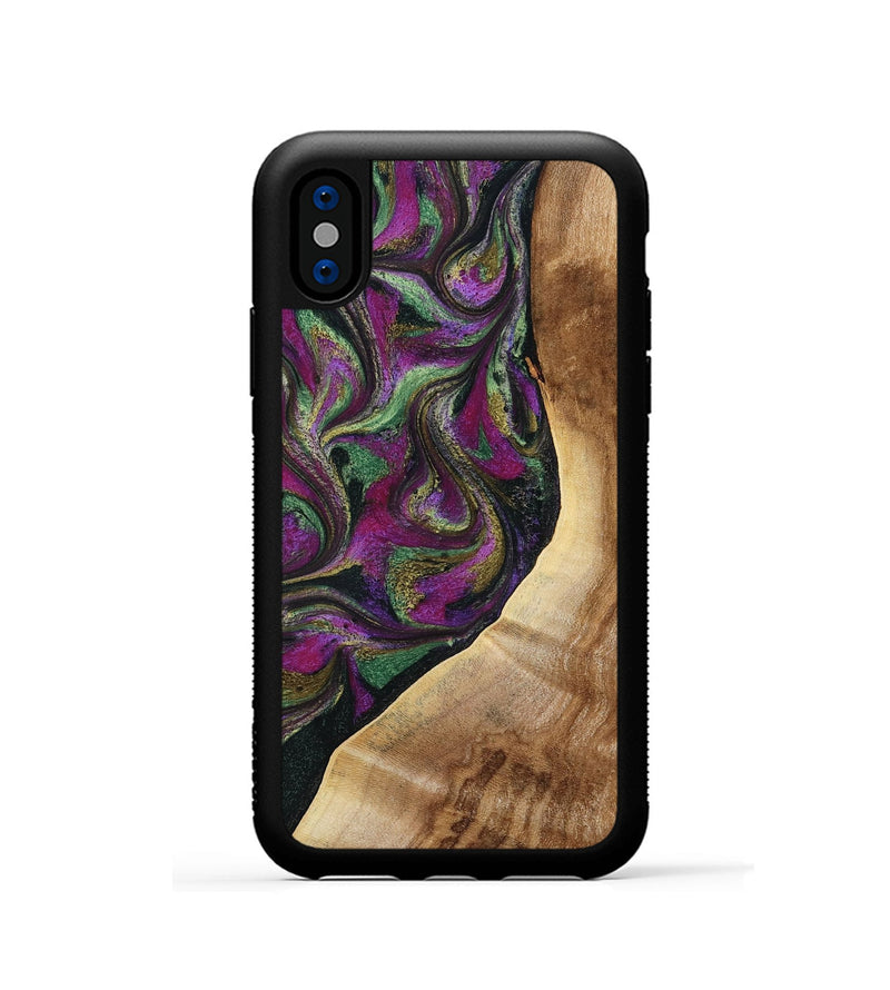 iPhone Xs Wood Phone Case - Edwin (Green, 785957)
