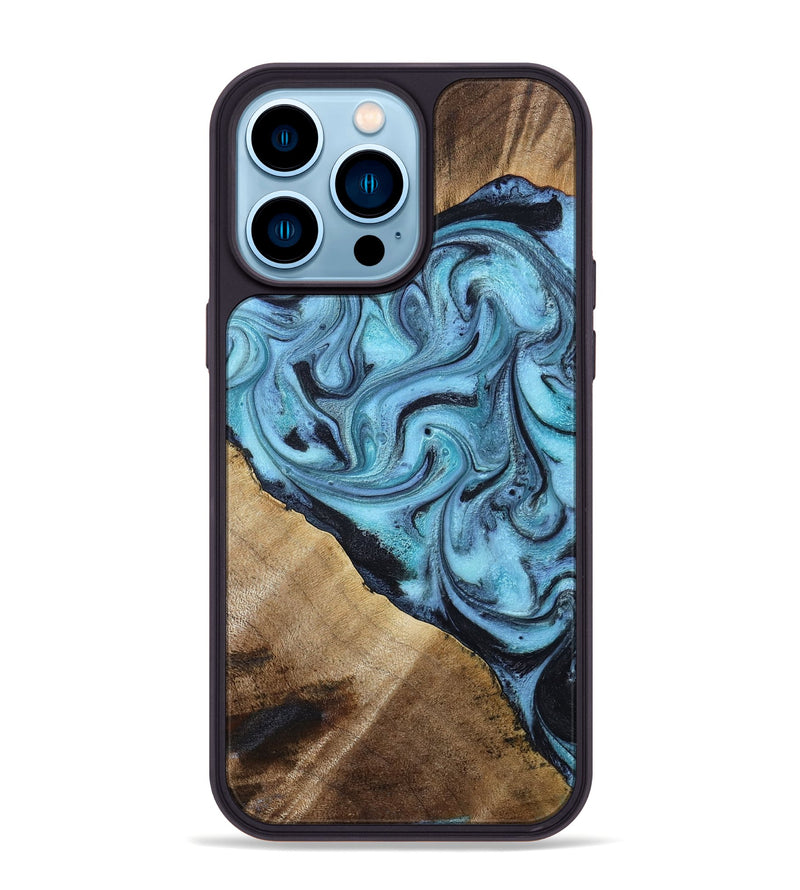 iPhone 14 Pro Max Wood Phone Case - Gustavo (Blue, 785980)