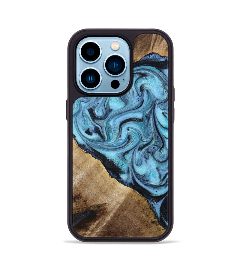 iPhone 14 Pro Wood Phone Case - Gustavo (Blue, 785980)