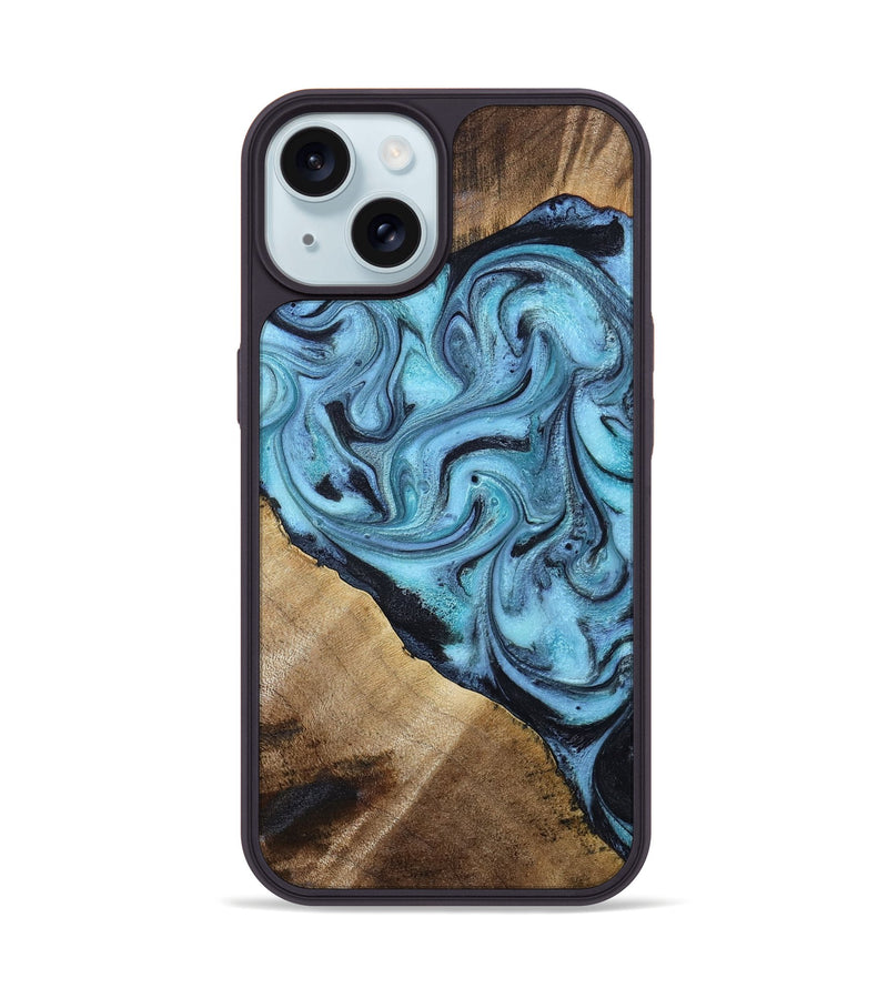 iPhone 15 Wood Phone Case - Gustavo (Blue, 785980)
