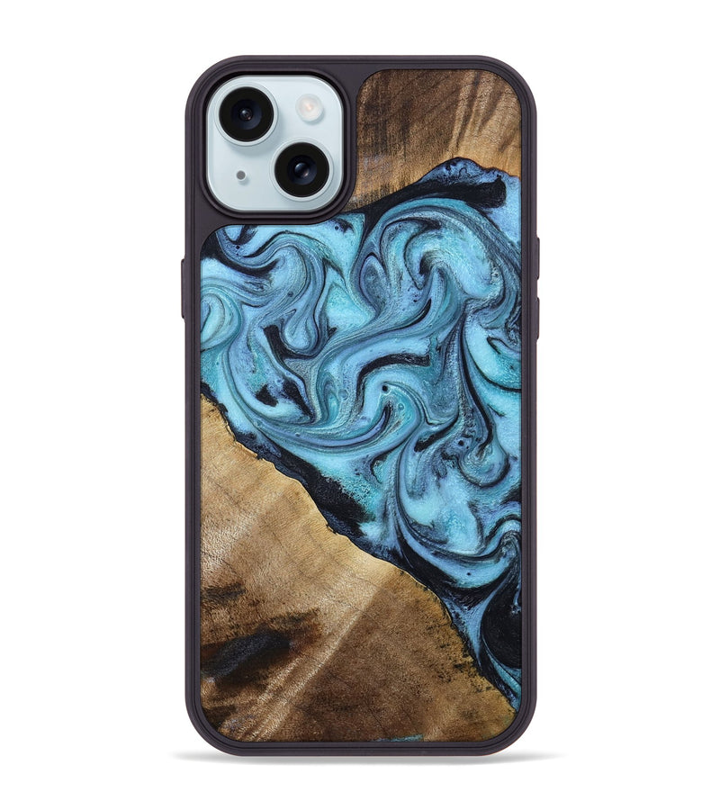 iPhone 15 Plus Wood Phone Case - Gustavo (Blue, 785980)