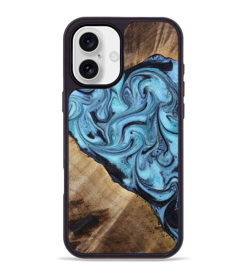 iPhone 16 Plus Wood Phone Case - Gustavo (Blue, 785980)
