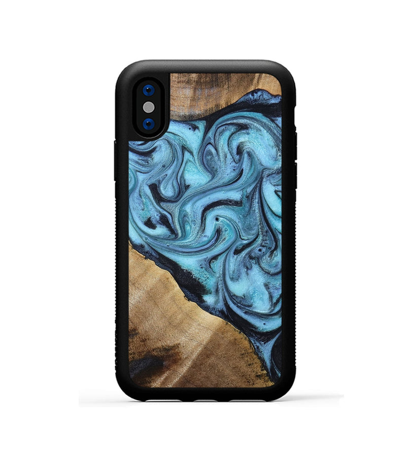 iPhone Xs Wood Phone Case - Gustavo (Blue, 785980)