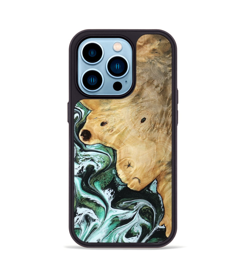 iPhone 14 Pro Wood Phone Case - Rianna (Green, 785990)