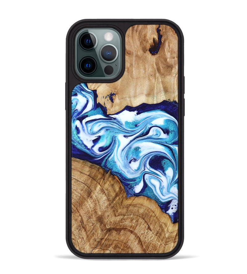 iPhone 12 Pro Max Wood Phone Case - Vivien (Blue, 786013)